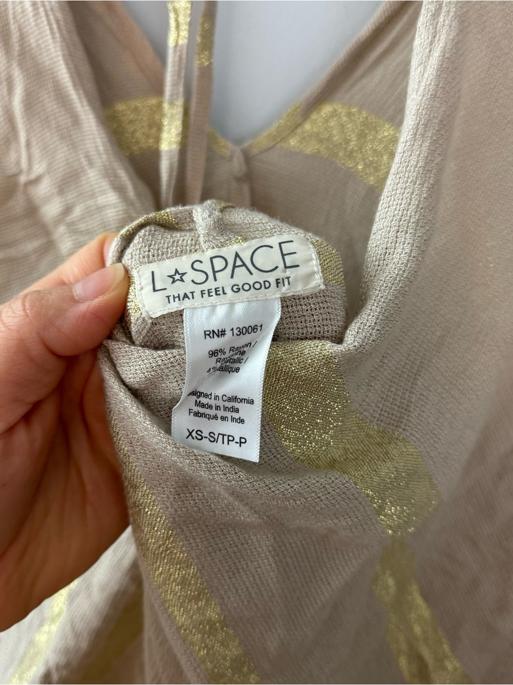 L*Space Seaport Swim Cover Up in Cream & Gold with a tassel hemline Size XS - Picture 5 of 6